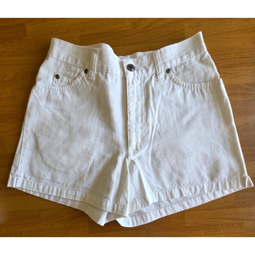 North Crest Womens White High Waisted Cotton Denim Shorts Size 4 100% Cotton